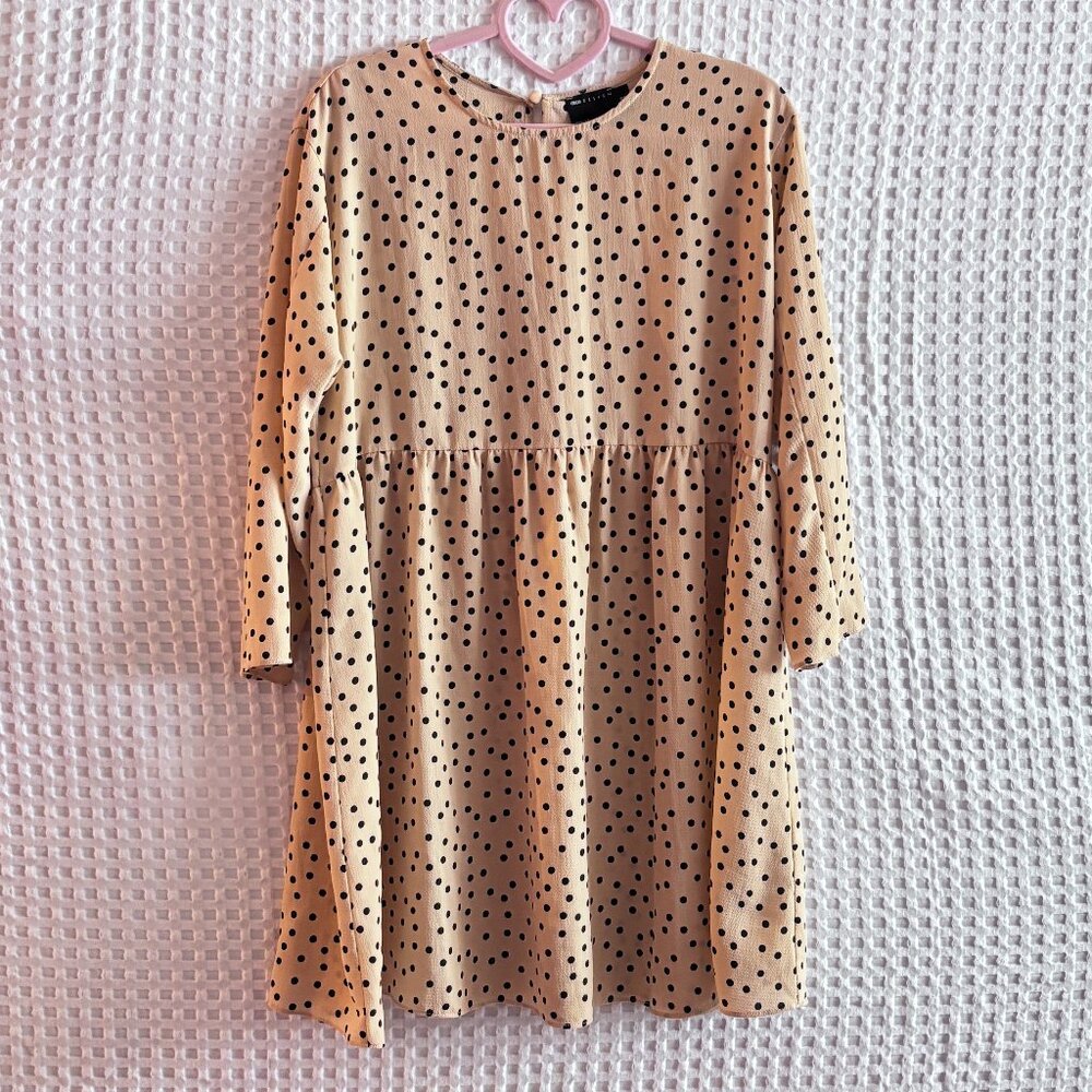 ASOS cream and black polka dot smock dress size US6